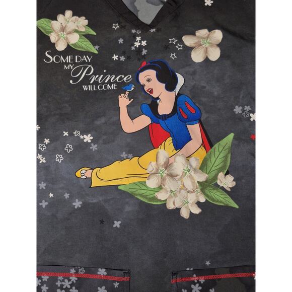 Disney Snow White V-Neck Scrub Top Womens Size Small - Picture 2 of 8